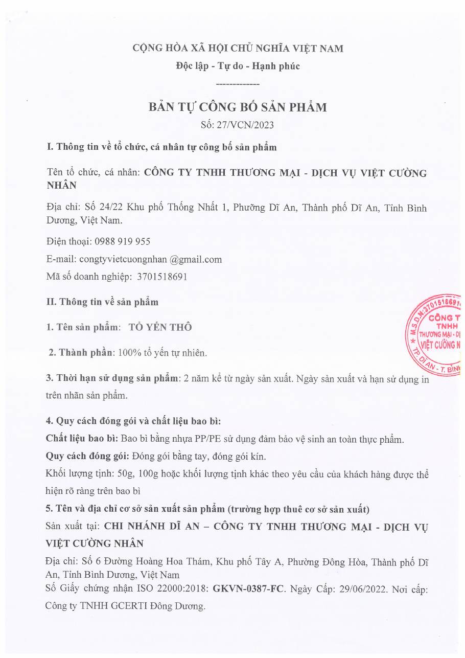 Tự công bố: Tổ yến thô