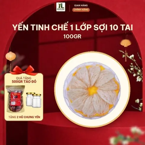 Yến Tinh Chế 1 Lớp Sợi 10 Tai 100gr