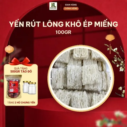 Yến Rút Lông Khô Ép Miếng 100gr