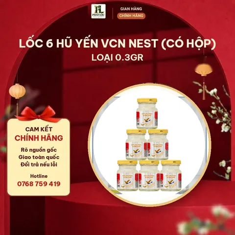 Lốc 6 Hũ Yến VCN Nest (Có Hộp) Loại 0.3gr