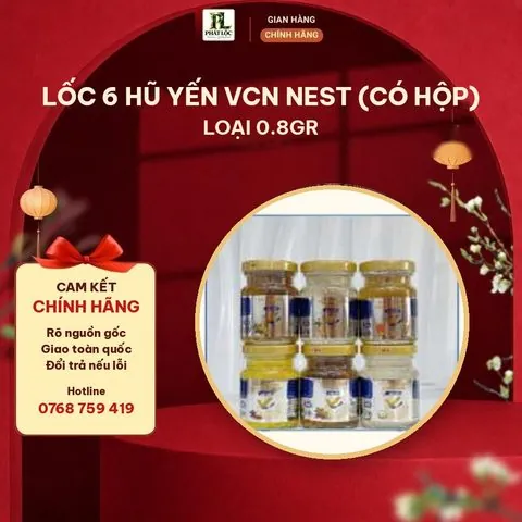 Lốc 6 Hũ Yến VCN Nest (Có Hộp) Loại 0.8gr