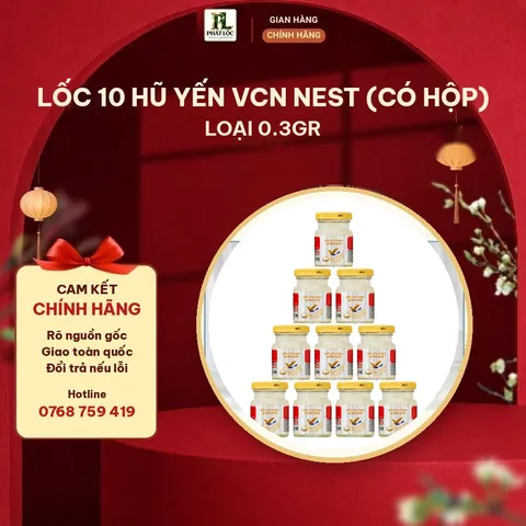 Lốc 10 Hũ Yến VCN Nest (Có Hộp) Loại 0.3gr