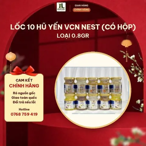 Lốc 10 Hũ Yến VCN Nest (Có Hộp) Loại 0.8gr