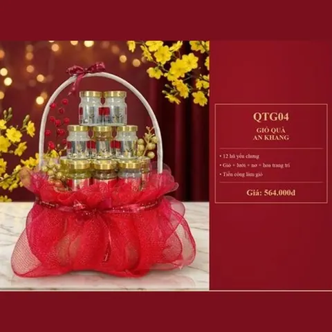 Giỏ Quà An Khang QTG04 12 hũ yến chưng