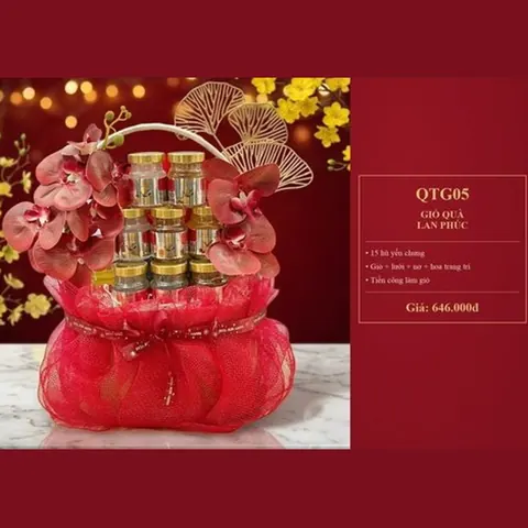 Giỏ Quà Lan Phúc QTG05 15 hũ yến chưng